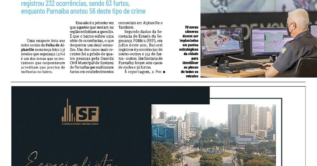 Enquete: Segurança é apontada como um dos setores que precisam melhorar em Alphaville