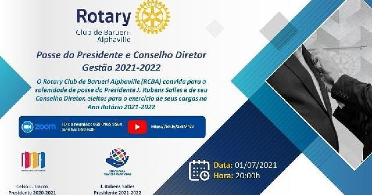 Novo presidente do Rotary Club de Barueri Alphaville toma posse em transmissão ao vivo