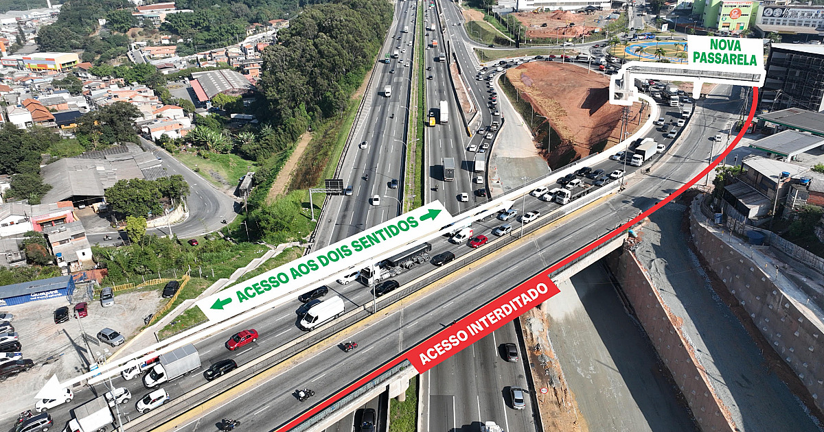 Obras na Castello Branco alteram circulação de pedestres sob viaduto Ottone Rusalen em Barueri