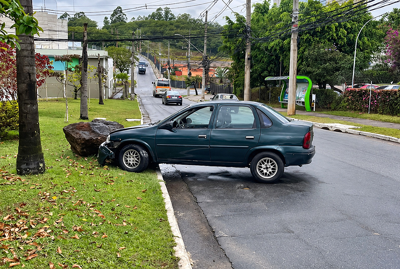 Agentes de trânsito interceptam motorista após acidente e fuga em Alphaville