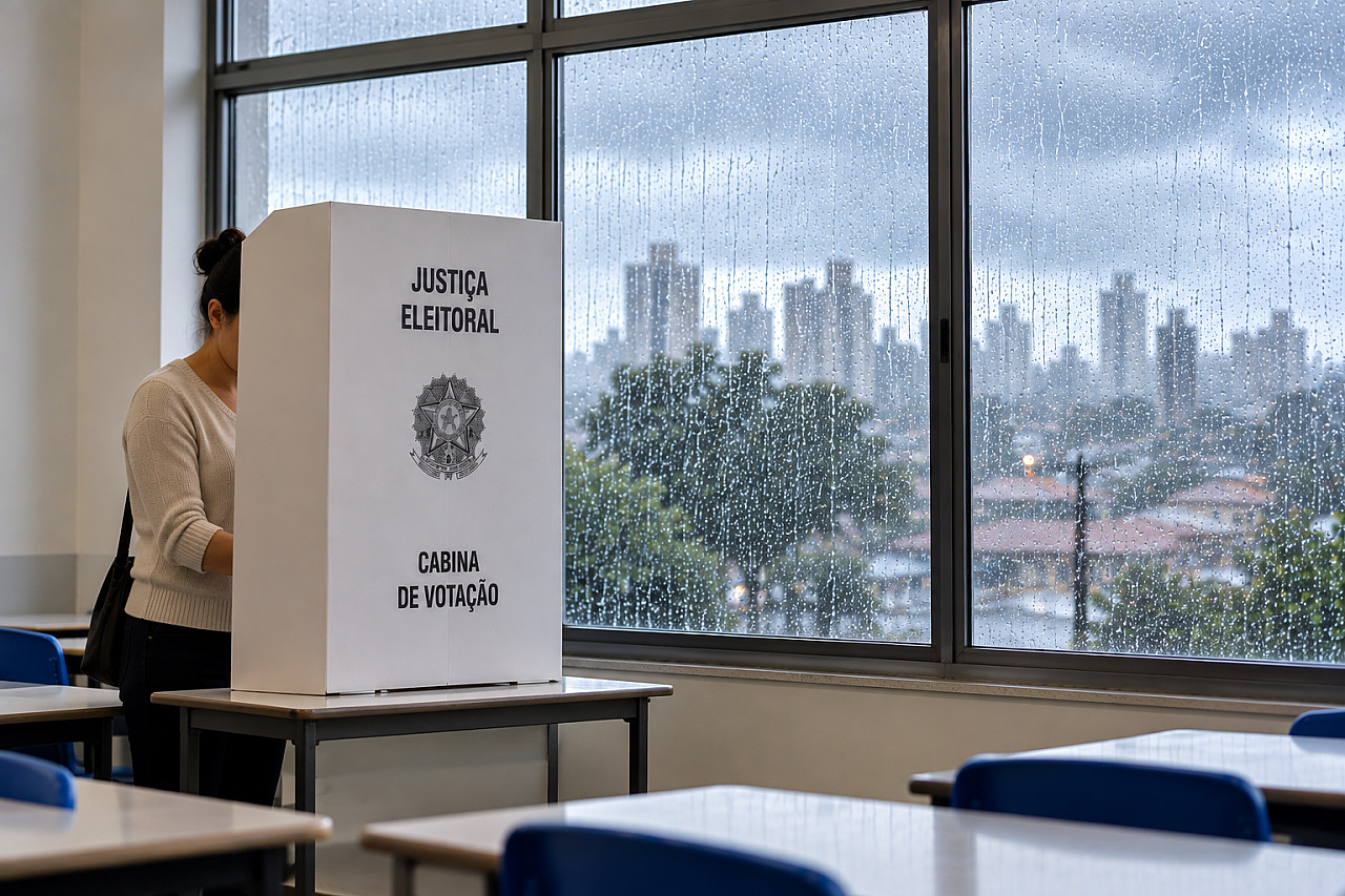 Domingo de eleição terá pancadas de chuva na região